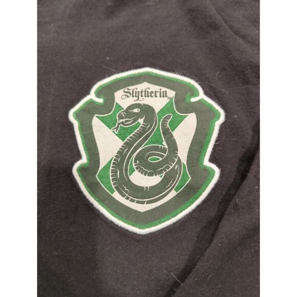 Harry Potter Small Black Green Slytherin Long Sleeve Baseball Tee Used Stained - Picture 2 of 9